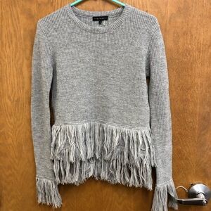 Free the Roses Gray Fringe Sweater